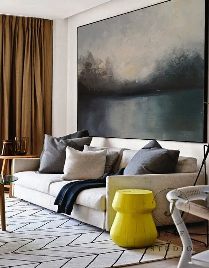 

Original Sea Abstract Oil Painting,Large Texture Painting Abstract Original,Large Ocean Canvas Living Room Wall Art,Home Decor