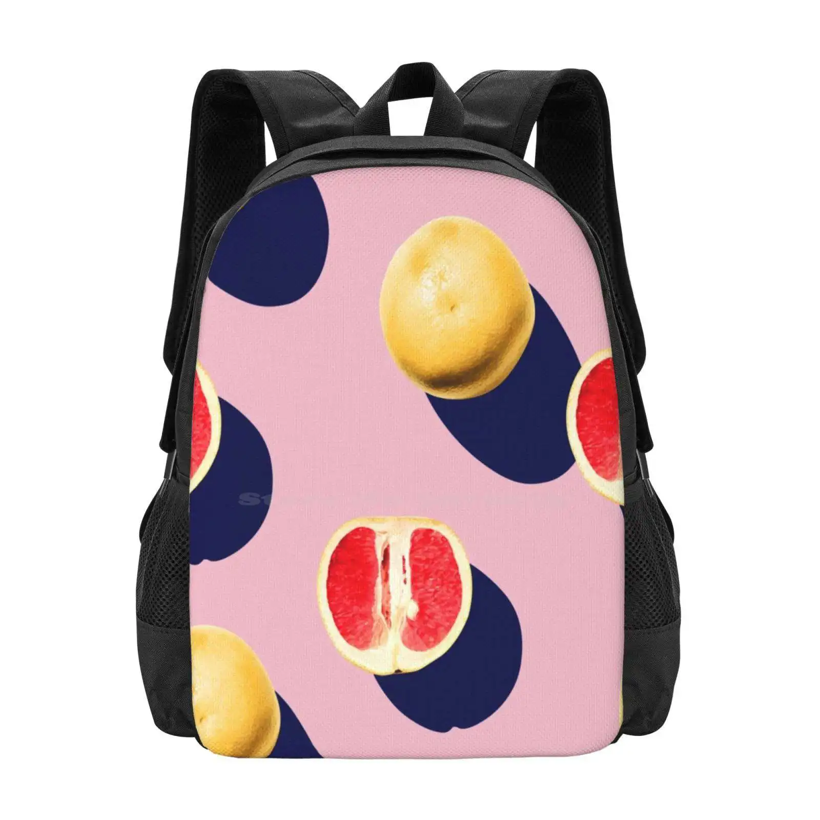 Fruit 15 Backpack For Student School Laptop Travel Bag Pattern Summer Grapefruit Tropical Healthy Food Vegan