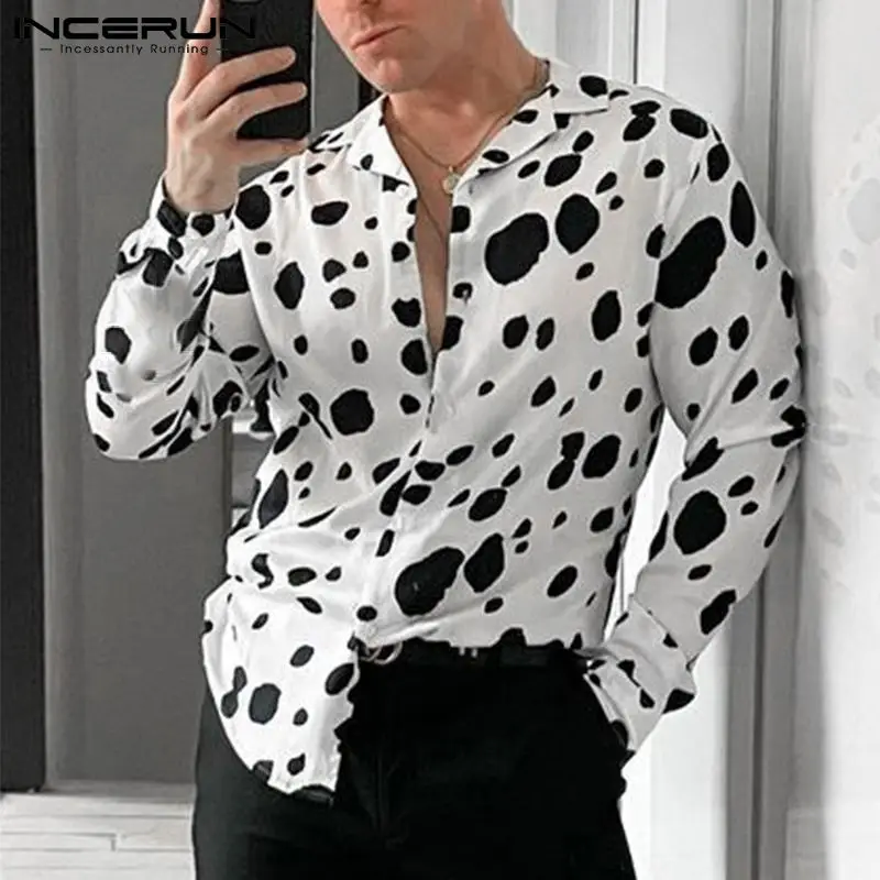 

Fashion Men Printed Shirt Lapel Long Sleeve Streetwear Camisas 2022 Button Breathable Vacation Casual Men Clothing 5XL INCERUN 7
