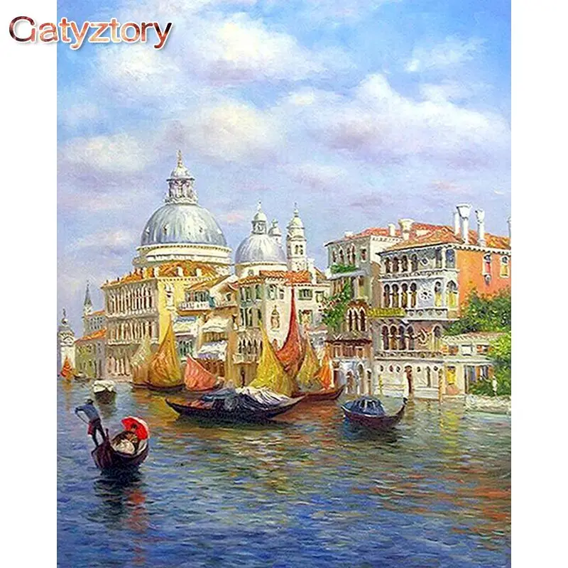 

GATYZTORY Frame DIY Painting By Numbers Kit Venice Scenery Painting On Canvas Handpainted Oil Paint Wall Art Home Decors