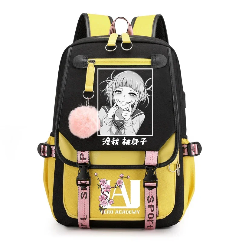 Мой аниме мультфильм Himiko Toga Bookbag для мальчиков и девочек розовый рюкзак Boku No Hero