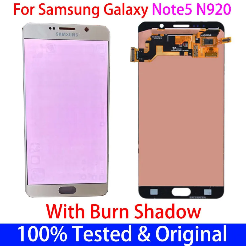 

Оригинальный дисплей Note 5 Amoled 5,7 дюйма для SAMSUNG Galaxy Note 5 N920 N920F N920A N920C, дисплей с сенсорным экраном, дигитайзер, сгорающая тень