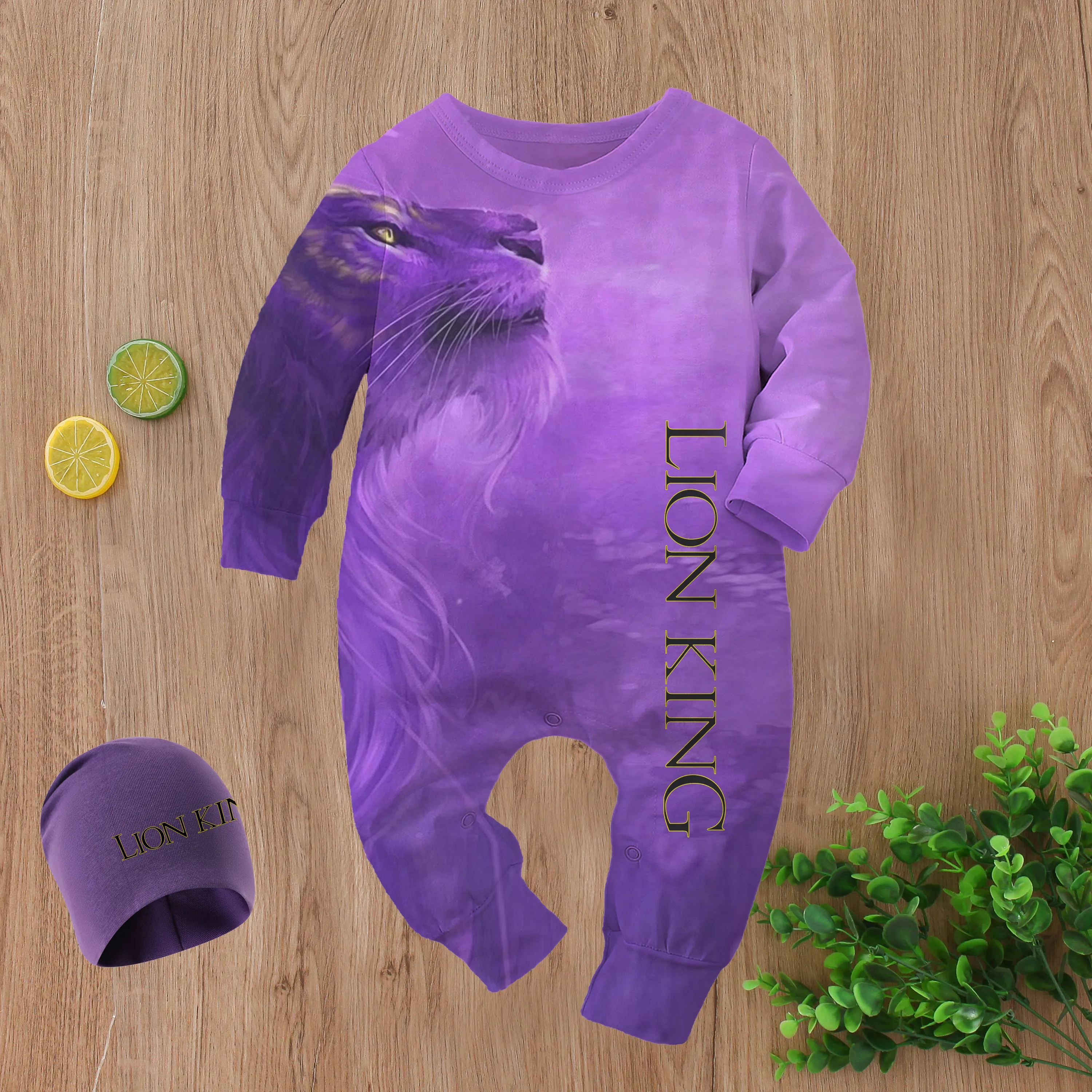 

Детское боди с принтом «Король Лев», универсальная шапка для мальчиков и девочек