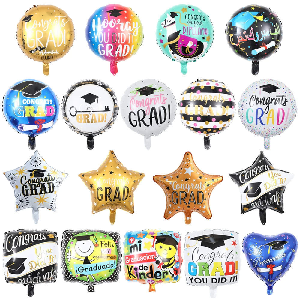 

5/10pcs 18inch Happy Graduation Foil Balloons Congrats Grad Party Decorations Globos Helium Balls Back To School Party Supplies