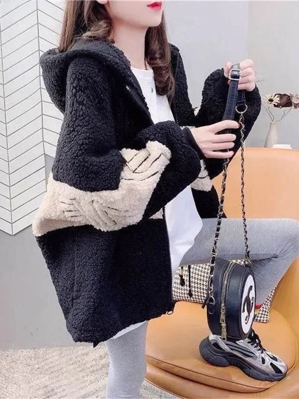 Зимний топ Ins берберская флисовая верхняя одежда свободные корейские женские