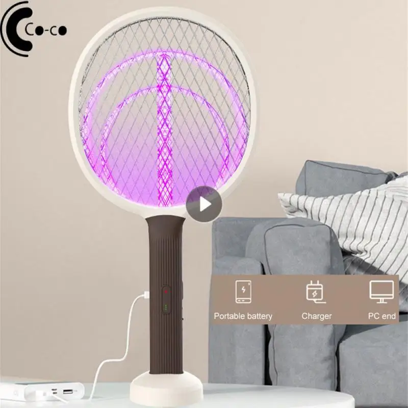 

Two-in-One Mosquito Killer Lamp Electric shocker 365nm UV Light Bug Zapper Trap Flies Insect USB Rechargeable Summer Fly Swatter