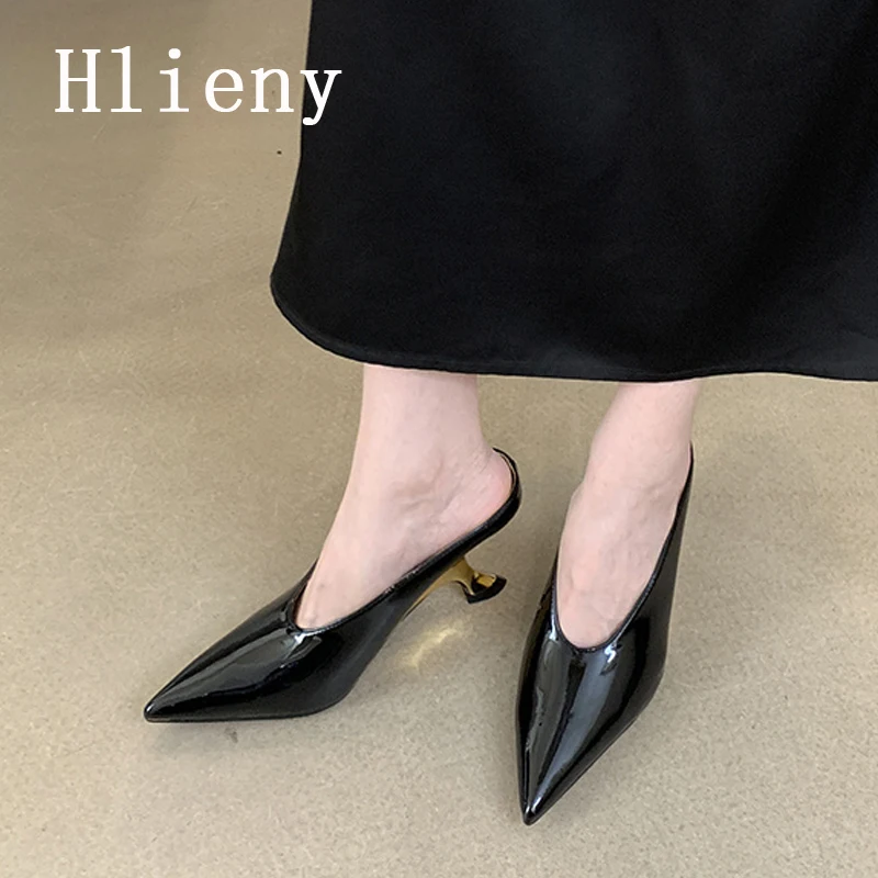 Туфли Hlieny женские на низком каблуке босоножки с острым носком и ремешком пряжкой