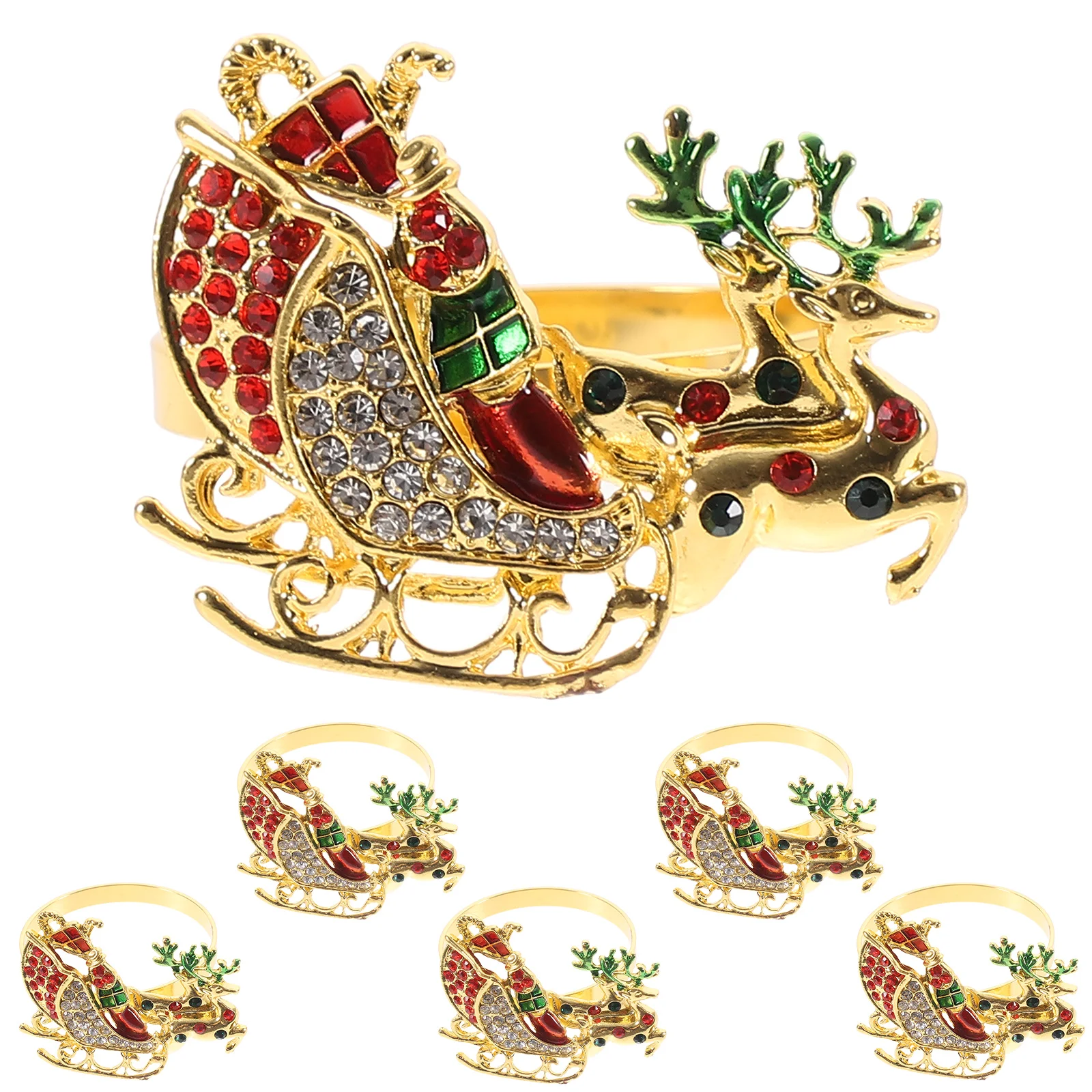 

6 Pcs Decorative Ring Table Decorations Xmas Party Napkin Rings Elk Dining Alloy Christmas Reindeer Buckles