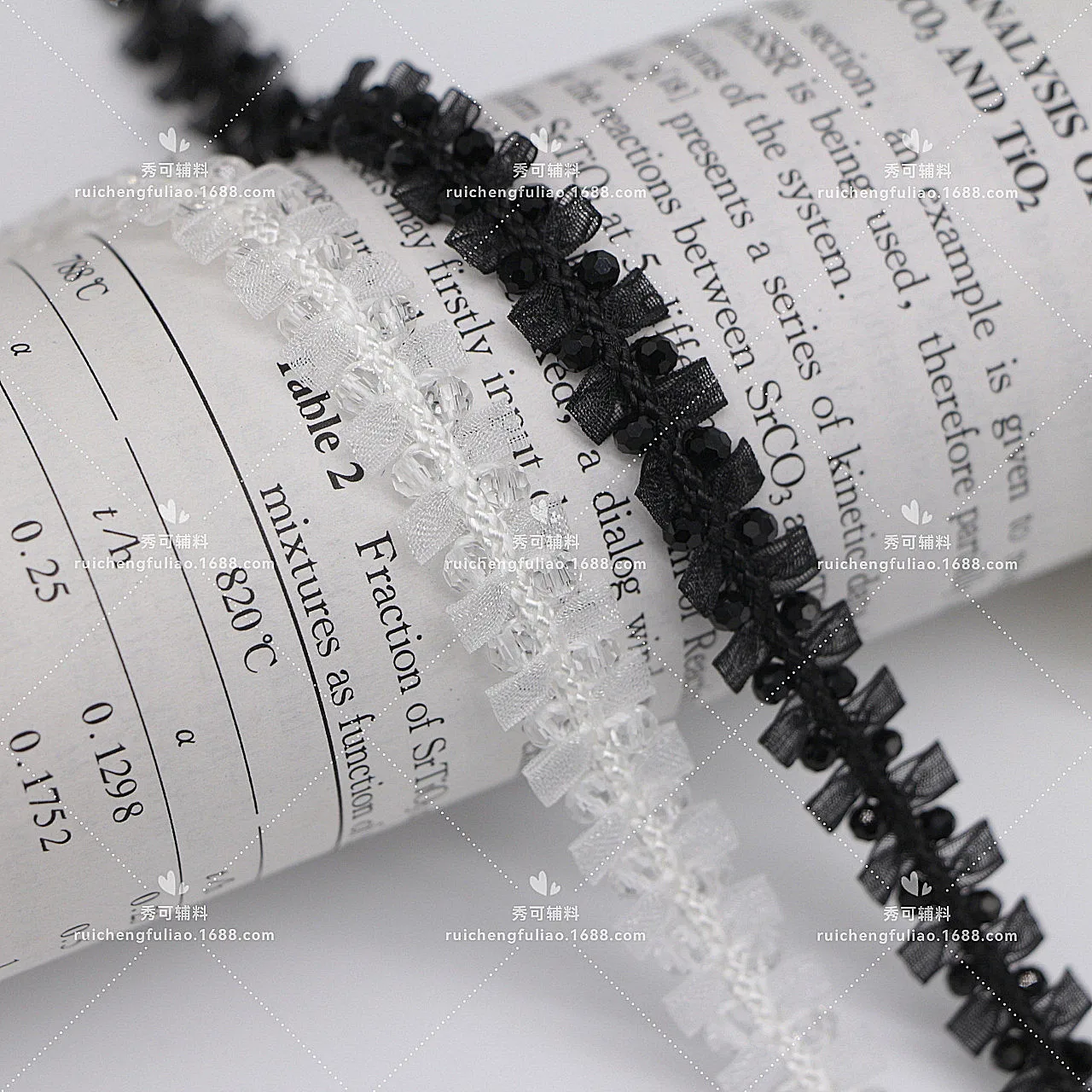 Черно-белая сетчатая лента для ногтей ручной работы с кристаллами кружевная