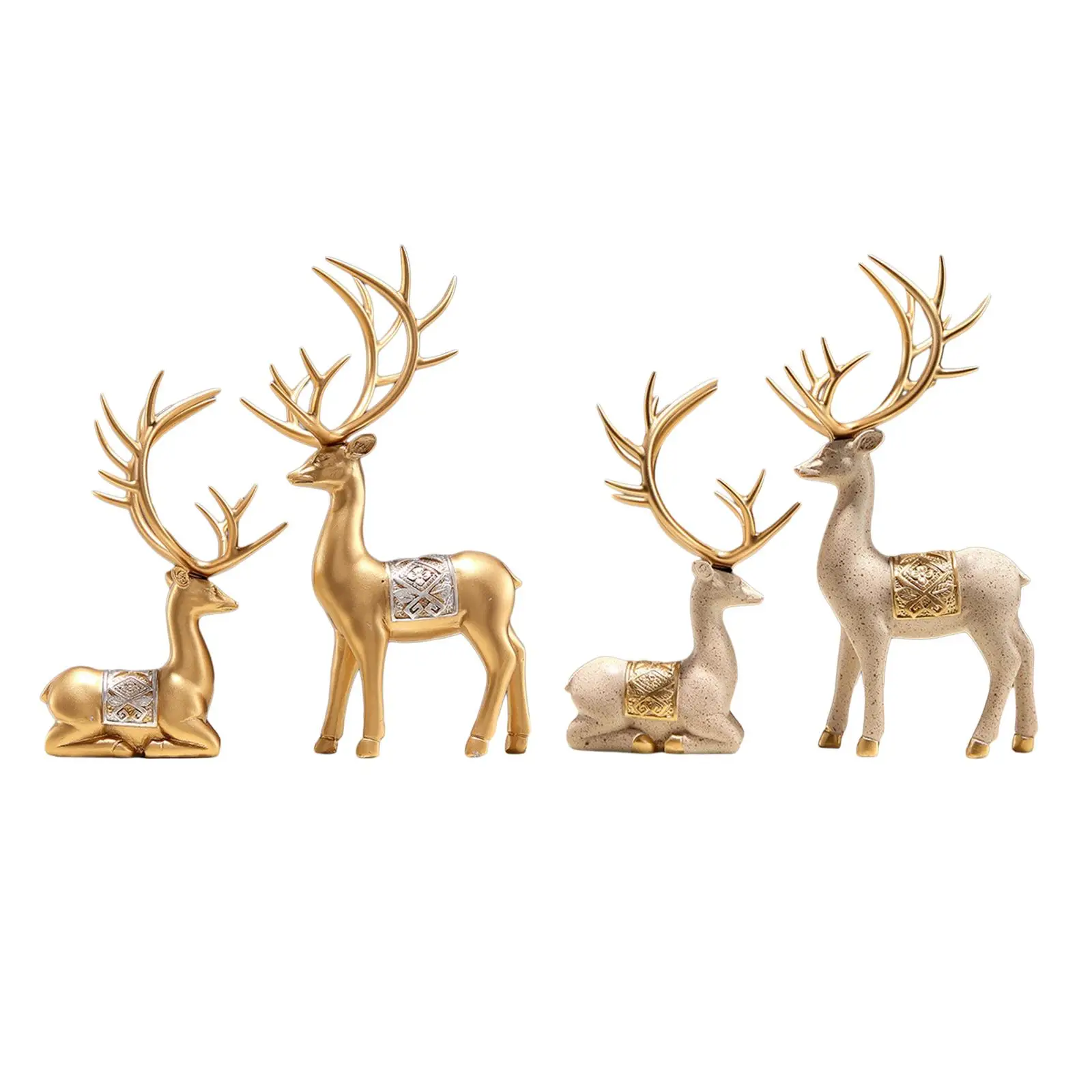 

Reindeer Resin Sculpture Tabletop Ornament Elk Deer Statue for Cabinet Living Room NightStand Farmhouse Housewarming Gifts