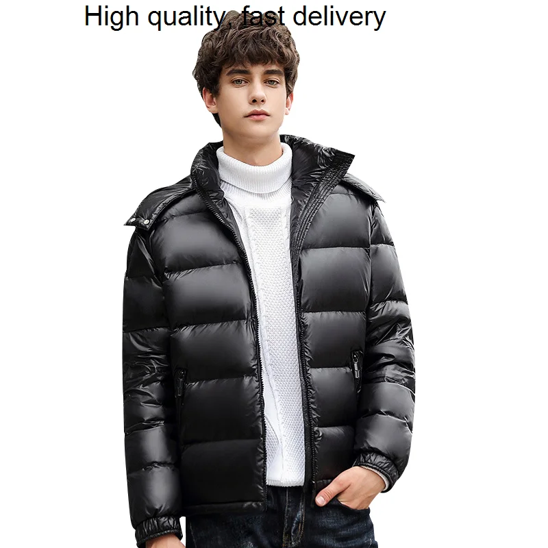 Warm Winter New Bright Down Jacket Men And Women Fashion Couple Youth Trend Short Hooded Thickened Men's Warm Jacket 1906