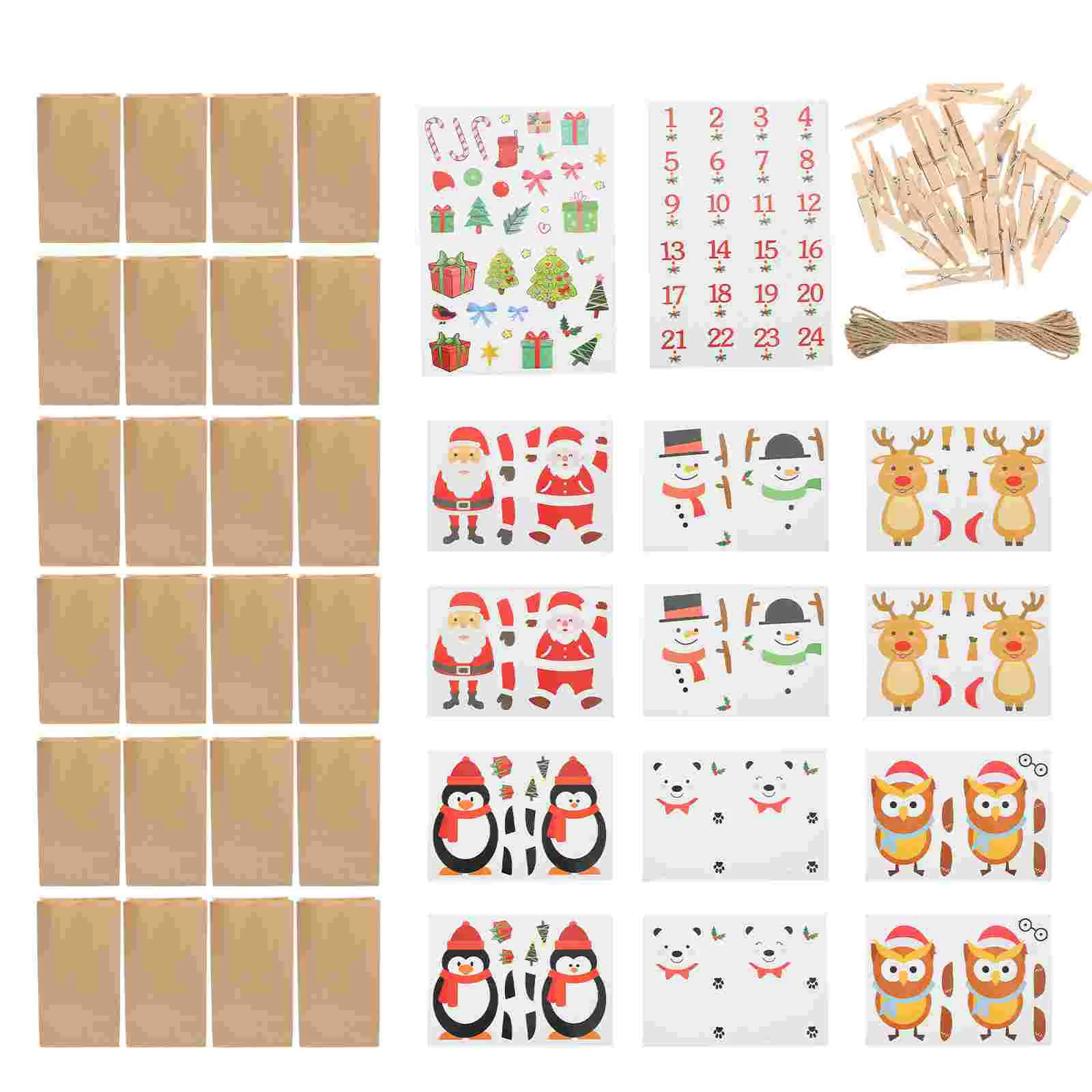 

1 Set of DIY Digital 1-24 Countdown Christmas Advent Gift Paper for Party