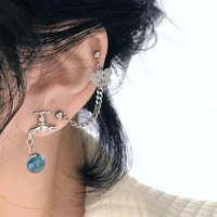 1pc stainless steel helix piercing beat earring water tap ear stud body piercing ear lobe cute korea style tragus cartilage y2k