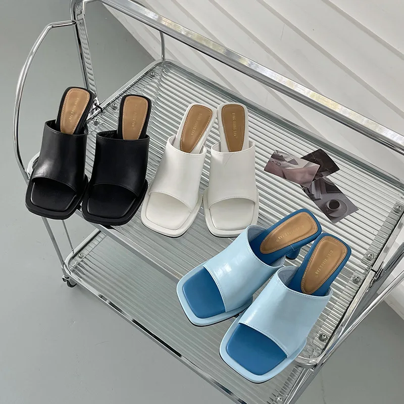 

Мюли женские на низком каблуке, мягкие туфли без задника, квадратный носок, прорезиненная лаконичная обувь, роскошные, лето 2022