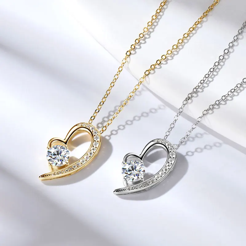 IOGOU блестящий кулон в форме сердца D1.16CT муассанит бриллиантовое ожерелье для