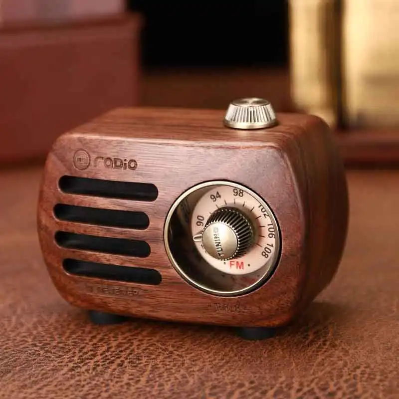 Mini Vintage Retro Wood FM SD MP3 Bluetooth Transistor Rechargeable Radio with Speaker R818(Walnut Wood) | Электроника