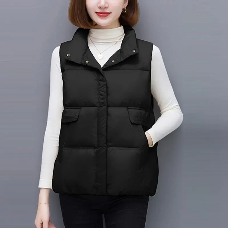 Новинка 2024 года осенне-зимний жилет из белого утиного пуха и хлопка модная теплая
