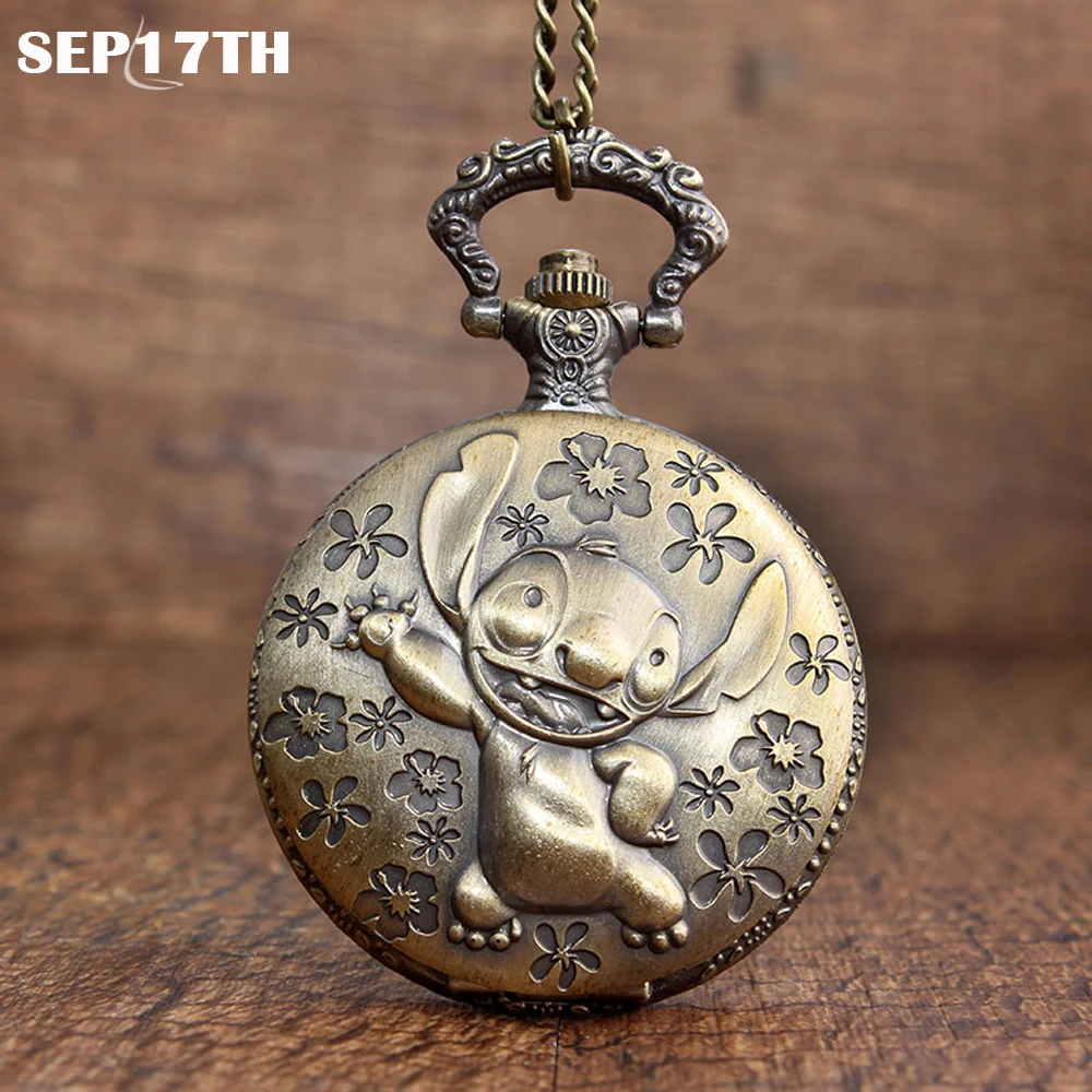 

Cute 3D Flat Design Pocket Watch Personalised Casual Children's Quartz Pocket&Fob Chain Watches Pendant