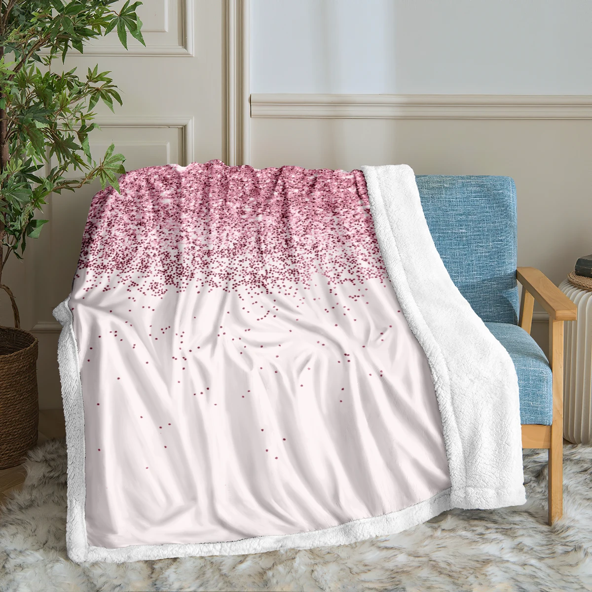 Pink Galaxy Throw Blanket Romantic Sherpa Blanket Cute Blanket Soft Black European Style Blanket for Sofa Office