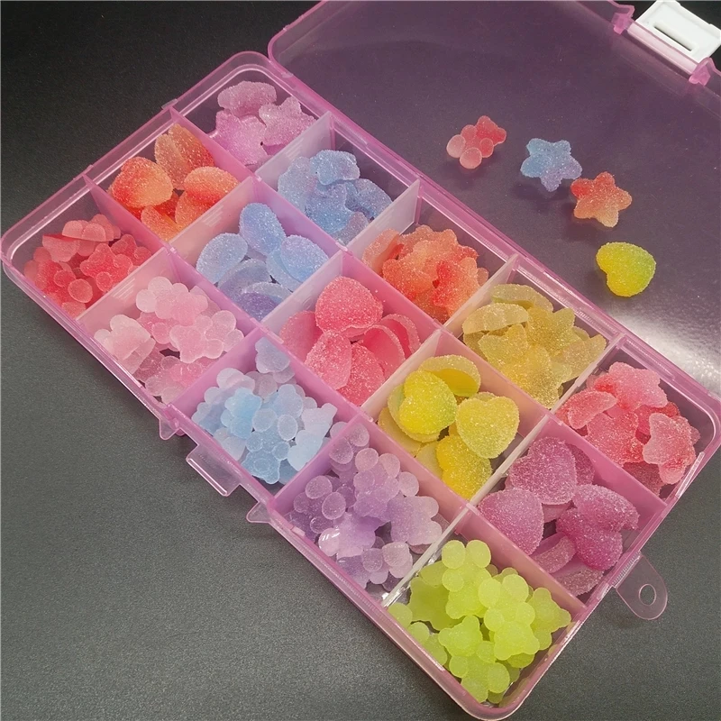 

120pcs Gummy Series Nail Art Charms Mixed Shape Resin Parts Nail Decorations Accessories DIY Manicure Art Tips Ornament Supplies
