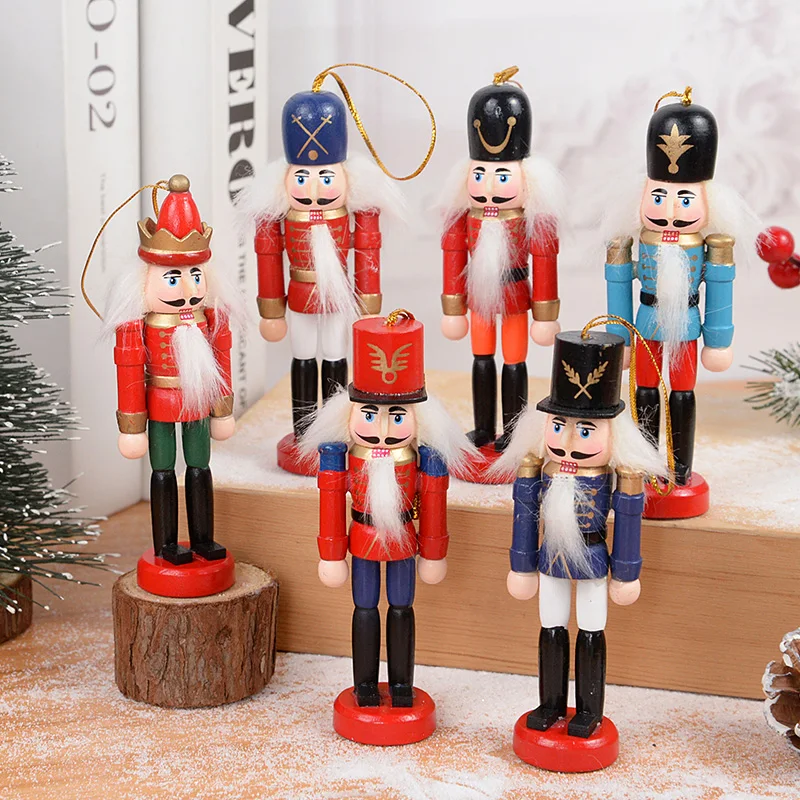 

6pcs/box Merry Christmas Doll Soldier Decoration Wooden Nutcracker Puppet Kids Gifts New Year Xmas Tree Pendant Ornaments Decor