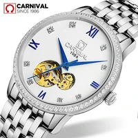 carnival brand fashion business watch for men luxury automatic watches waterproof skeleton tourbillon clock relogio masculino