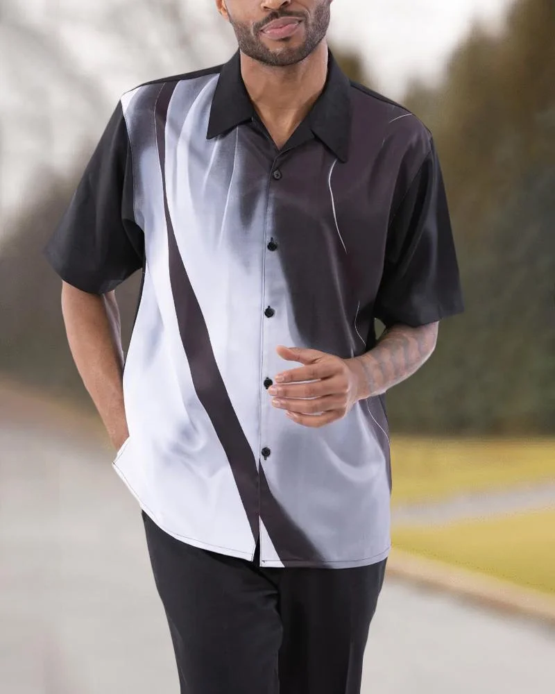 Men's suit 2023 men's short-sleeved shirt+suit pants two-piece street outdoor leisure walking suit summer new men's travel suit