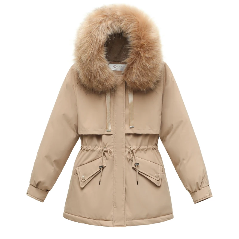 2022 Winter Jacket Women Parka Fashion Long Coat Wool Liner Hooded Parkas Slim with Fur Collar Warm Snow Wear Padded Clothes