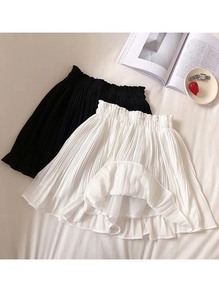 Модная плиссированная мини-юбка с эластичным поясом в Корейском стиле Женская
