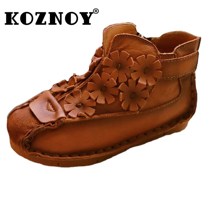 

Ботильоны женские из натуральной кожи, в этническом стиле, 2 см