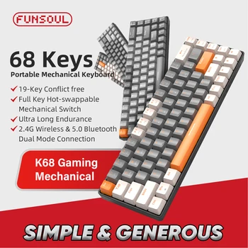 K68 Keyboard Gaming Mechanical Keyboard 2.4G Wireless BT Bluetooth Wireless Gaming Computer Keyboards Gamer Keyboard Keycaps 1