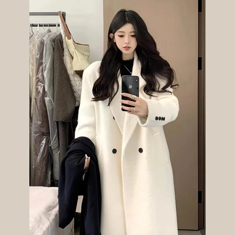 Женское шерстяное пальто с пуховой подкладкой новинка зимы 2024