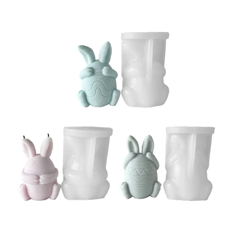 

Face-less Rabbit Candle Mold Diy Cover Your Eyes Mouth and Ears Rabbit Candle Gypsum Incense Stone Mold