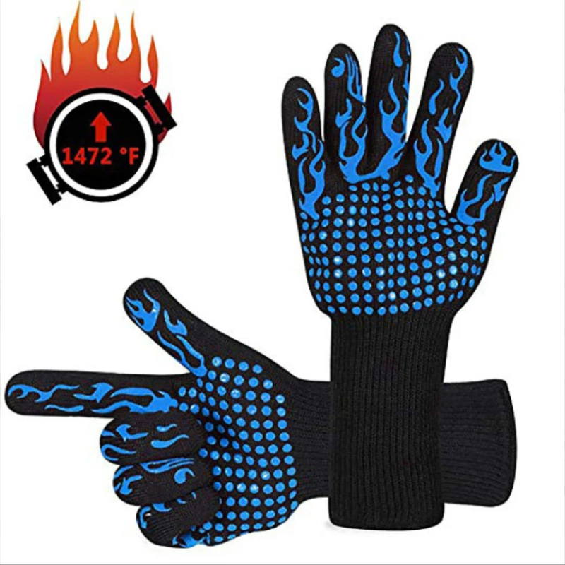 

1 piece BBQ Gloves Heat Resistance Oven Mitts 500 800 Degrees Fireproof Barbecue Heat Insulation Microwave Oven Gloves