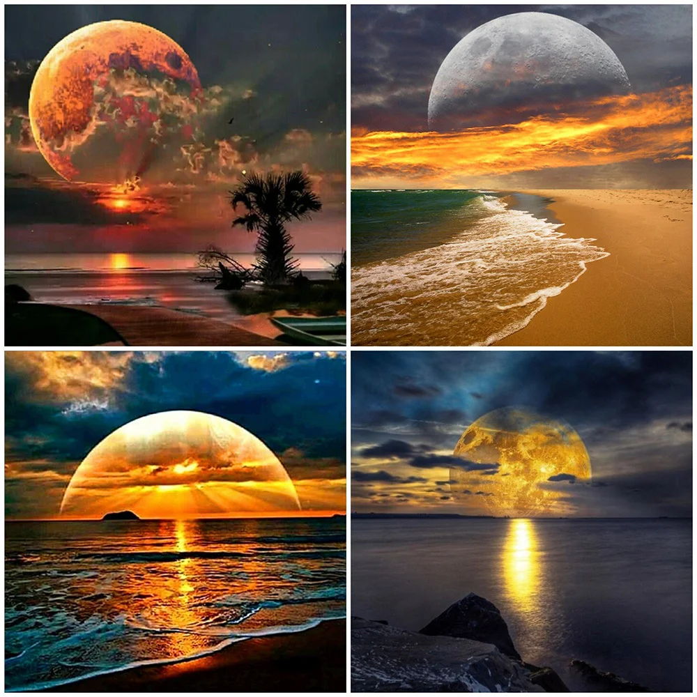 

Алмазная 5d-картина «сделай сам» с Луной, алмазная вышивка, пейзаж, разы, озеро, Набор для вышивки крестиком, Ручная инкрустация, художественн...