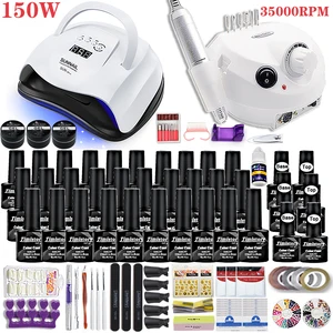150 Вт лампа для ногтей Подарочный набор с 30 цветами Гель-лак для ногтей маникюрный набор акриловый набор для ногтей с высоким качеством 2012 Вт дрель для ногтей