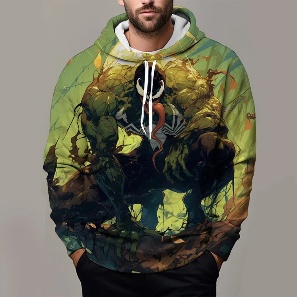 Толстовки с капюшоном принтом Marvel Venom для мужчин и женщин модный повседневный