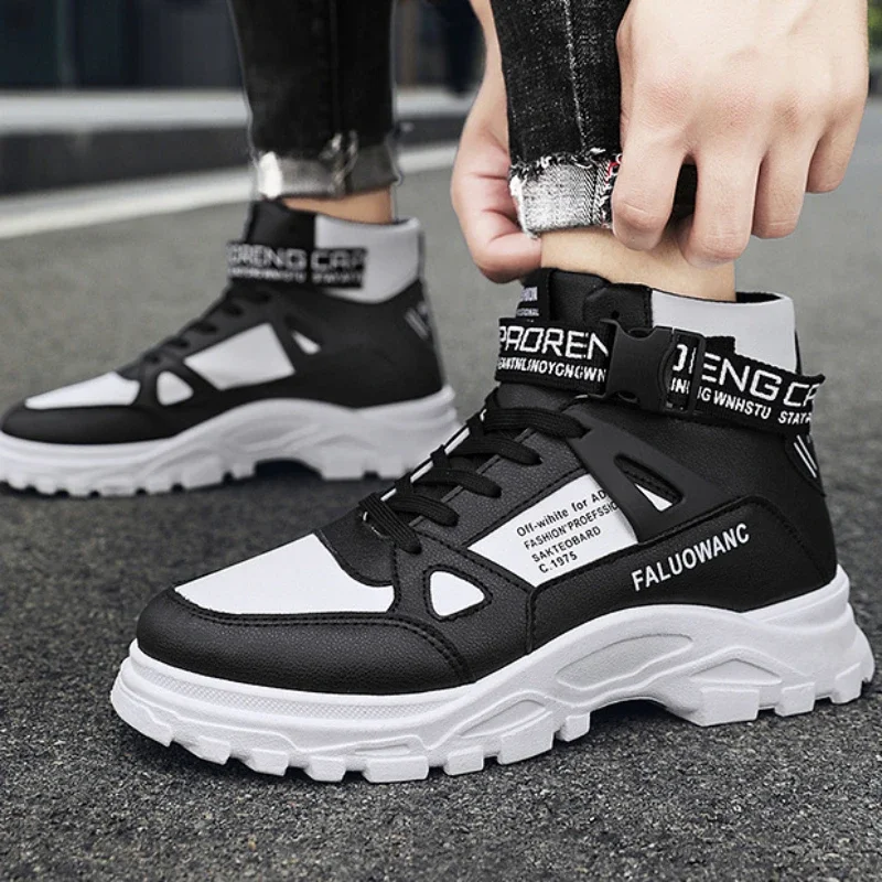 2023 Autumn New Casual Fashion Ankle Boots Men's Sneakers Shoes Trend Shoes Thick Sole Add Durable Boots Men's Leather Boots