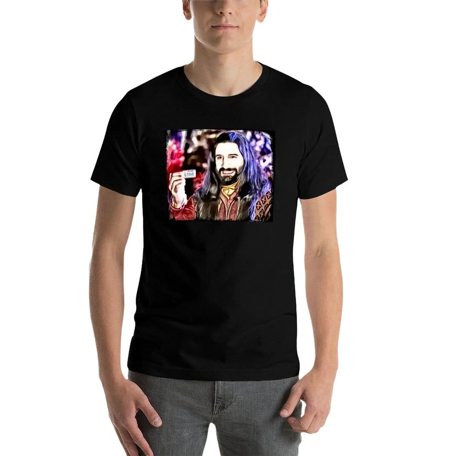 Фото Нандор приобретает для себя мужскую футболку Steve T-Shirt, дизайнерские футболки для мужчин, набор белых базовых футболок. №3