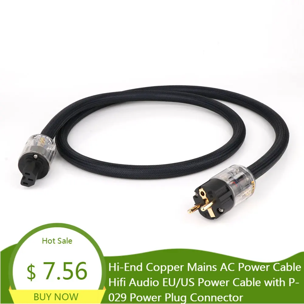 

Hi-End Copper Mains AC Power Cable Hifi Audio EU Power Cord Schuko/US Power Cable with P-029E Power Plug Connector