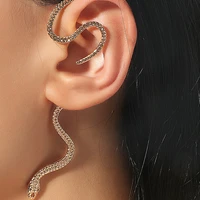 cold wind no hole ear clip retro integral zircon snake ear hanging exaggerated net personality earrings for women