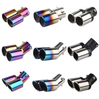 universal car stainless steel exhaust pipe muffler tail nozzle end square chrome trim modified rear throat liner accessories