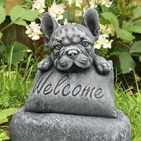 french bulldog welcome on a plinth home or garden accessories yard garden decor outdoor decoration