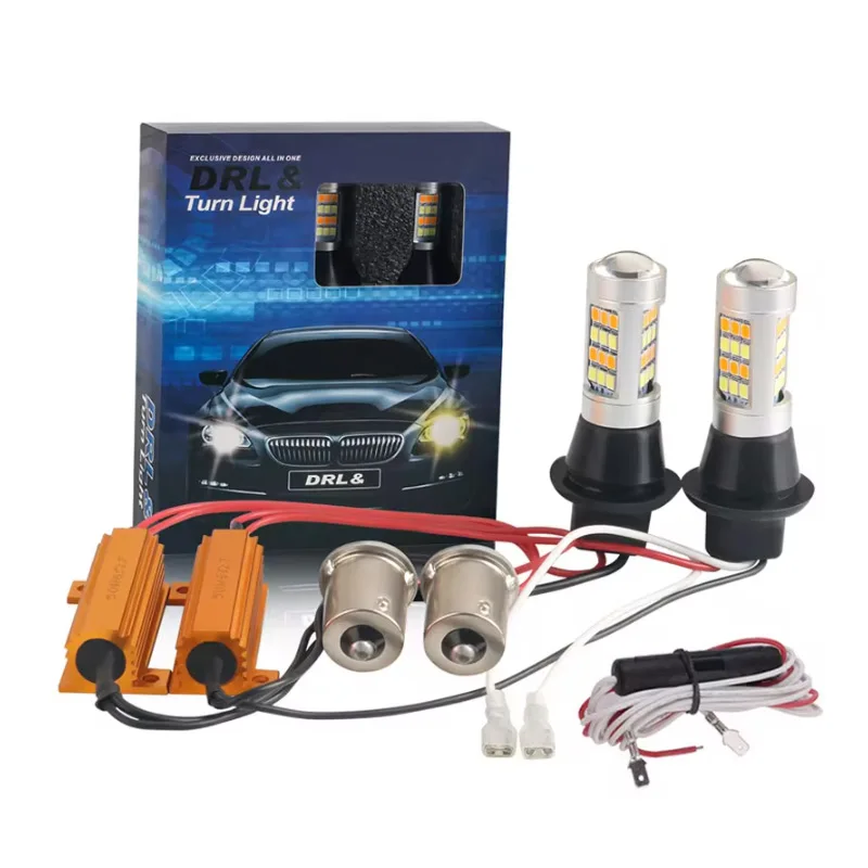 

2 Шт. Универсальные Светодиодные Указатели Поворота BA15S 1156 2835 42SMD 7440 W21W Белый Желтый DRL Дневные Ходовые Огни Can...
