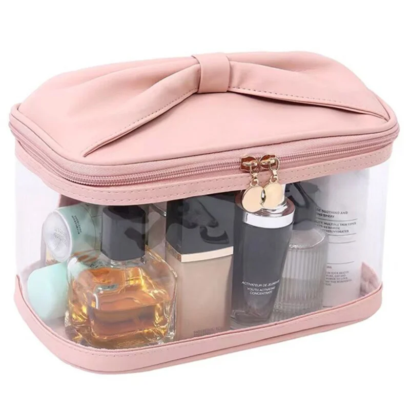 

Makeup Brush Storage Large Capacity Cosmetic Organizer Bag Lightweight Bow Knot Handheld for Female Portable Travel