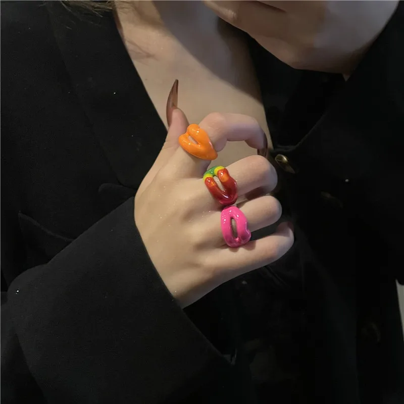 Огромное многоцветное металлическое кольцо для женщин в стиле ретро с