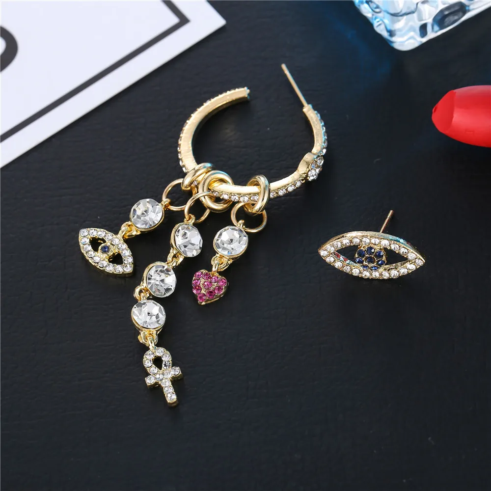 

European and American fashion popular exaggerated gemstone eyes irregular pendant earrings for women accessories