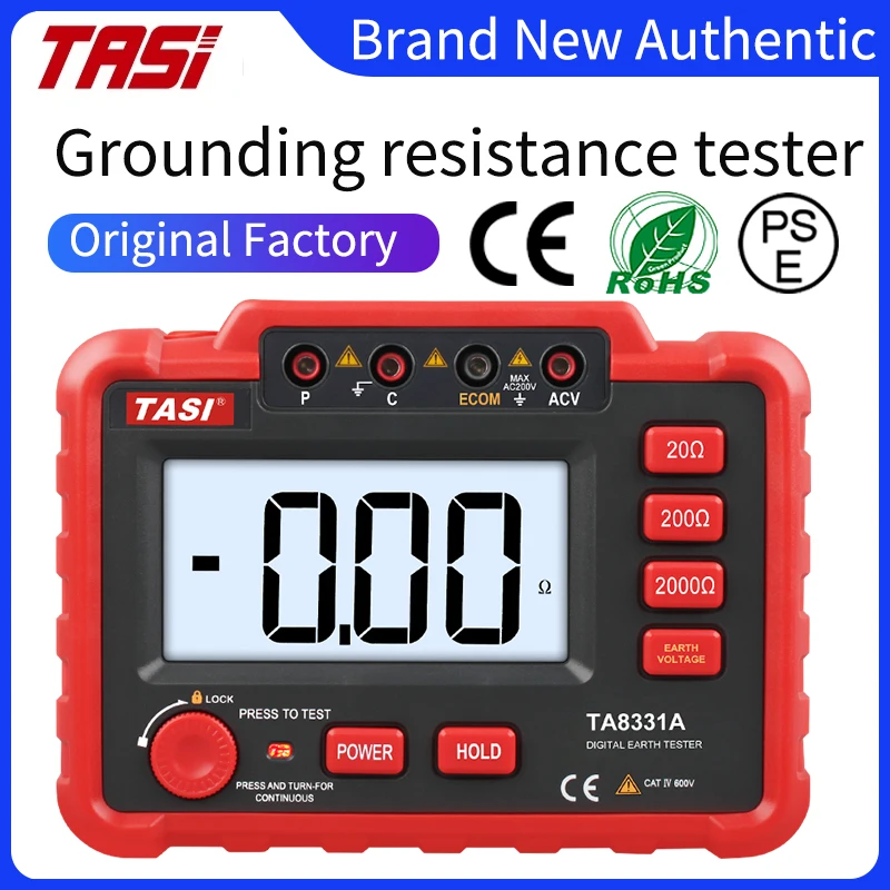 

TASI TA8331A Insulation Earth Resistance Tester Digital Ground Resistance Meter Ohm Real LCD Backligh Voltage Megohmmeter Megger