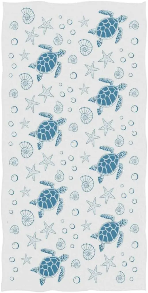 

Face Towel Cute Ocean Sea Turtles Starfish Shells Print Highly Absorbent Soft Large Decorative Guest Hand Towel for Bathroom,Hot