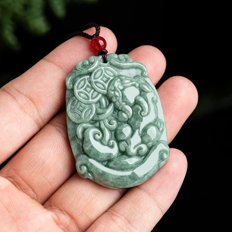 

Burmese Jade Pixiu Pendant Green Gifts for Women Gemstone Natural Jewelry Fashion Amulet Necklace Gemstones Jadeite Emerald